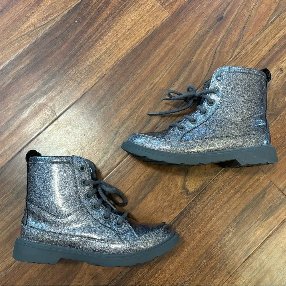 UGG Robley Glitter Grey Sparkle Combat Boots